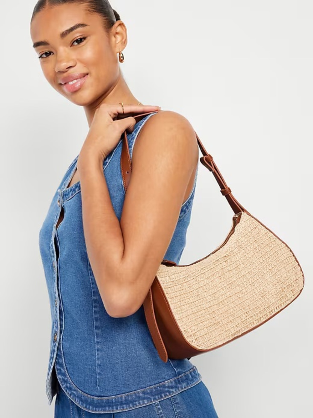 Old Navy Slouchy Shoulder Straw Bag